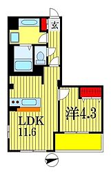 コンフォーティア 3階1LDKの間取り