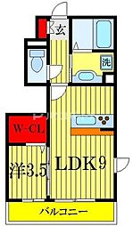 ジュネス前原 1階1LDKの間取り