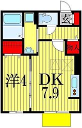 アゼリア 1階1DKの間取り