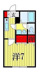 セトル幕張 2階1Kの間取り