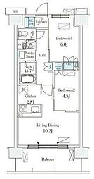 スカイグランデ津田沼 2LDKの間取図画像