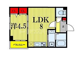 ガーネットコートII 4階1LDKの間取り