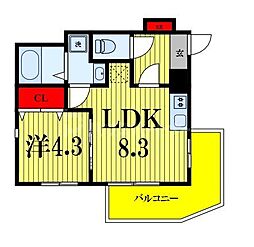 ガーネットコートII 4階1LDKの間取り