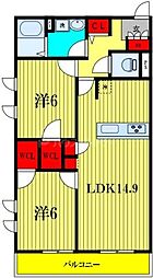 Regaro XII 3階2LDKの間取り