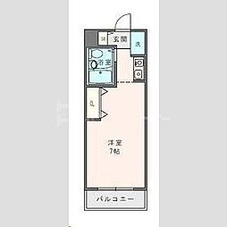 サンハイツ習志野 4階ワンルームの間取り