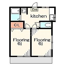 プレステージ幕張 2階2DKの間取り