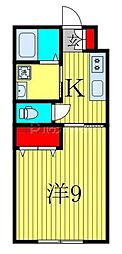 イーストパレスＹ−8 2階1Kの間取り