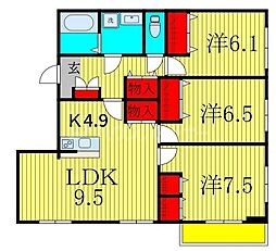メゾン・ド・サムディ 3LDKの間取図画像