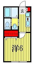 グランフェリオ習志野 1階1Kの間取り