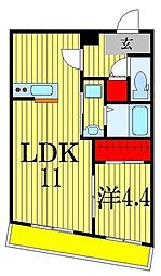 ボナール 2階1LDKの間取り