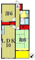 ネバーランド 1階2LDKの間取り