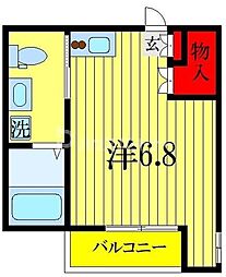 ガーデンパレス幕張本郷 1階ワンルームの間取り