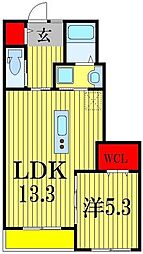 クロニクル 1階1LDKの間取り