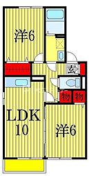 サンボナール 2階2LDKの間取り