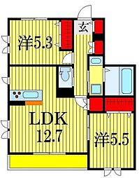ＰａｔｉｏｓＡ 1階2LDKの間取り