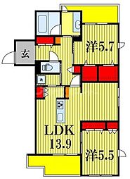 セラ　ルシャト船橋 2階2LDKの間取り