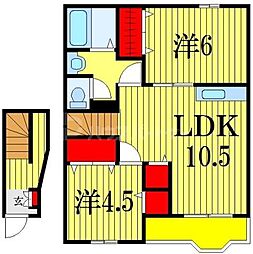 ラピスラズリ前原西 2階2LDKの間取り
