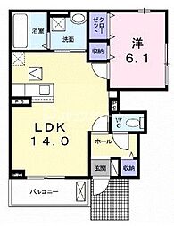 メゾン・ファミーユ 1階1LDKの間取り
