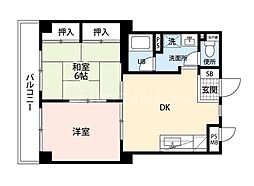 トータロー習志野ビル 3階2DKの間取り