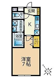 ル・シアン前原西 2階1Kの間取り