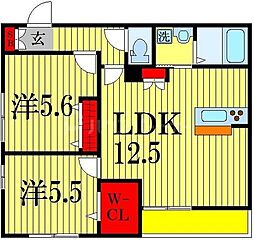 ラメゾンデュビジュ 2LDKの間取図画像