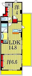 アルメール津田沼 2LDKの間取図画像