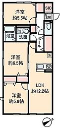 サジェス ロアンテーヌ新習志野 3LDKの間取図画像
