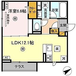 ユウ・エトワール 1LDKの間取図画像