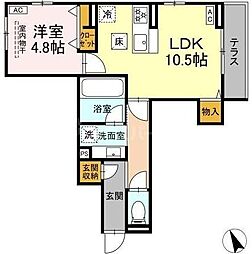 DーZephyr(ディーゼフィア) 1LDKの間取図画像