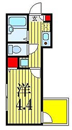 メルディア津田沼 ワンルームの間取図画像