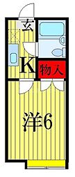 サンハイム津田沼 1Kの間取図画像