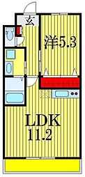 ラ・ベルヴィ 1LDKの間取図画像