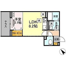 D-SOLACE幕張本郷2丁目 1LDKの間取図画像
