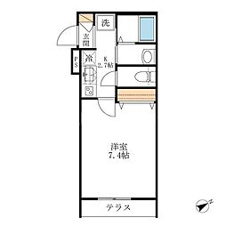 コーポJIN 1Kの間取図画像