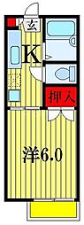 コーポタカハナ 1Kの間取図画像