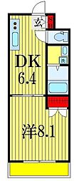 大福マンション薬円台 1DKの間取図画像
