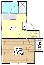 花園グリーンハイツ 1DKの間取図画像