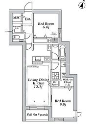 GREEN CREST 2LDKの間取図画像
