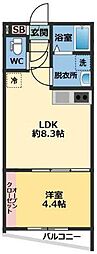 メゾン・ドゥ・アッシュ習志野 1LDKの間取図画像