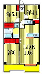 グリーンパーク船橋 3LDKの間取図画像