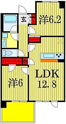 ベルヴュコート津田沼 2LDKの間取図画像