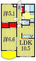 レグルス 2LDKの間取図画像