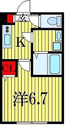 ラポルト船橋東 1Kの間取図画像