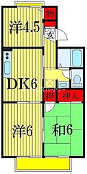 セジュールユアサB 3DKの間取図画像