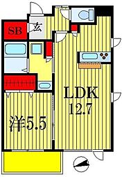 ベルヴュコート津田沼 1LDKの間取図画像