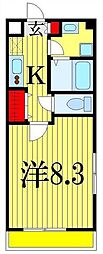ソレイユ津田沼 1Kの間取図画像