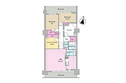ライオンズマンション茅ヶ崎グランコースト 2SLDKの間取図画像