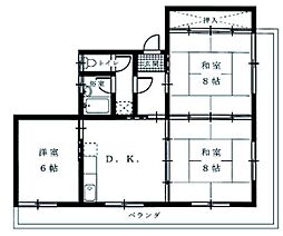 押川コーポ 3DKの間取図画像