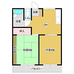 メゾンドアール 2DKの間取図画像