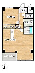 信開ドムス駅南 1LDKの間取図画像